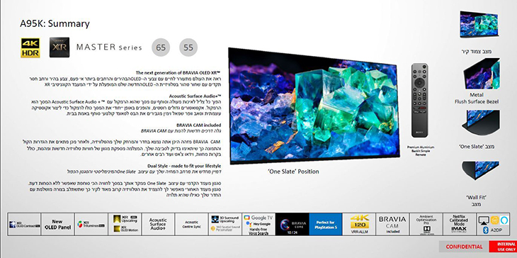 MASTER Series A95K &nbsp;QD OLED בגדלים 55 ו-65 אינטש
