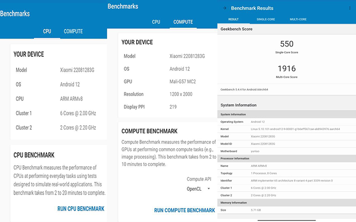 תוצאות ב-GeekBench5