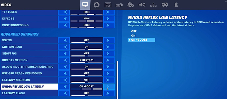 הפעלת מצב Reflex Low Latency במשחק Fortnite הפעלת מצב Reflex Low Latency במשחק Fortnite