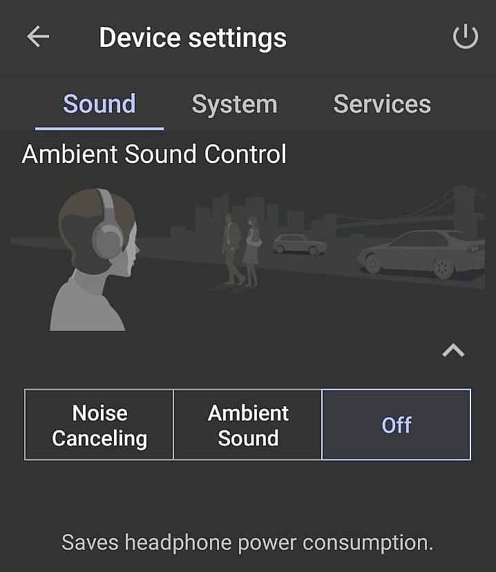 מעבר באפליקציה בין ANC ל-Ambient