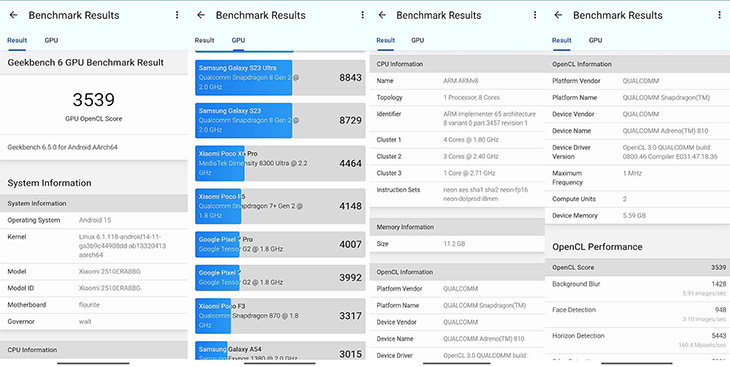 מדידות GPU באמצעות אפליקציית GeekBench 6
