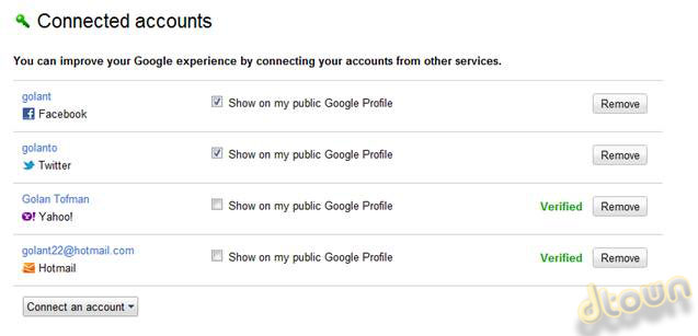 Google+ Connected accounts
