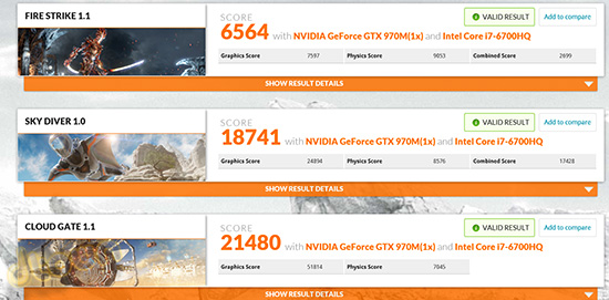 מחשב נייד MSI GS60 Ghost - ביקורת 3DMARK