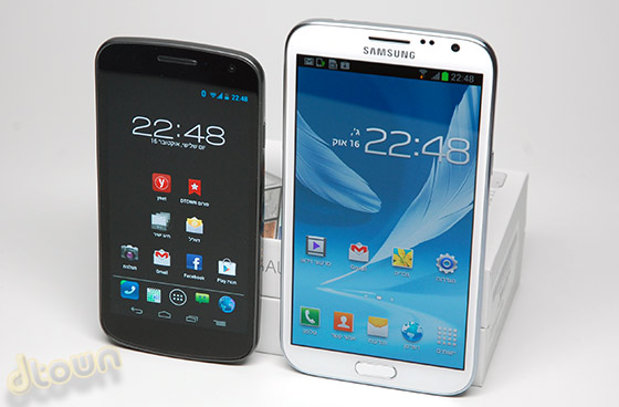 גלקסי Note 2 מול גלקסי נקסוס גלקסי Note 2 מול גלקסי נקסוס
